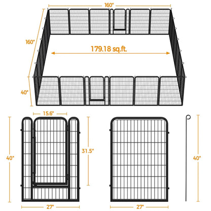 [Heavy Duty] Dog Playpen6/8/12/16 Panels Metal Pet Playpen