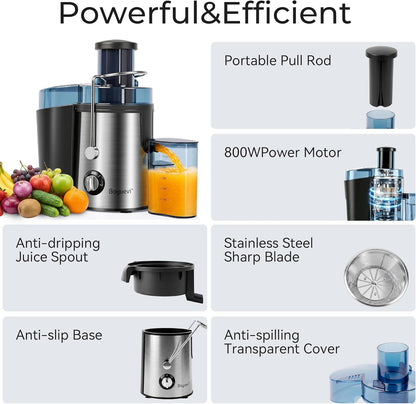 Juicer, 800W Centrifugal Juicer (Suitable for Whole Fruits and Vegetables)